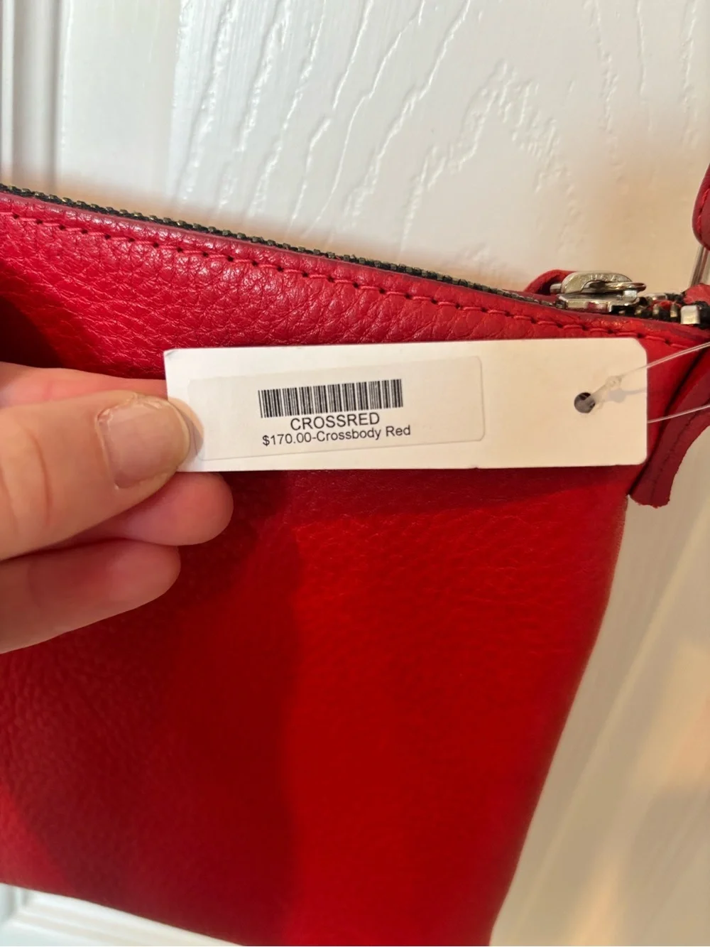 Classic Red Leather Crossbody Bag with Adjustable Strap